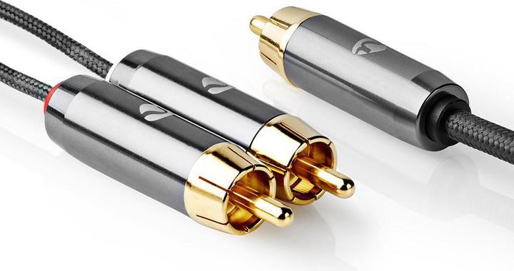 Immagine prodotto Nedis Cavo subwoofer | RCA | 2x Spina RCA | Placcato oro | 3,00 m | Rotondo | 4,5 mm | Grigio / Gun Metal (3 m, Cinch)