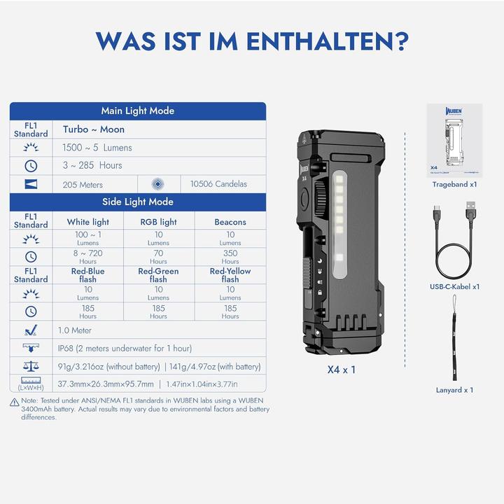 Produktbild Wuben X4 (3.73 cm, 1500 lm)