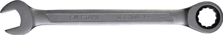 Actual product image SW-Stahl 03510L-19 Fork ring ratchet spanner 19 mm I fine-toothed with 72 teeth I open-end spanner with (19 mm)