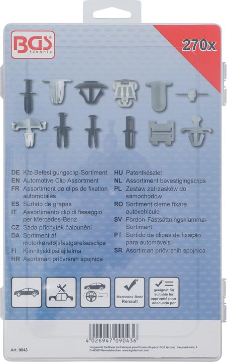 Produktbild BGS Kfz-Befestigungsclip-Sortiment für Mercedes-Benz 270-tlg.