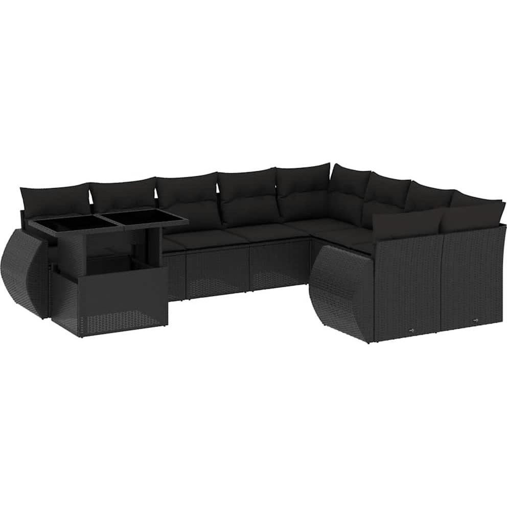VidaXL, Gartenlounge, Gartenmöbel Sofa Garnitur Sitzgruppe Lounge 10-tlg. Schwarz Poly Rattan