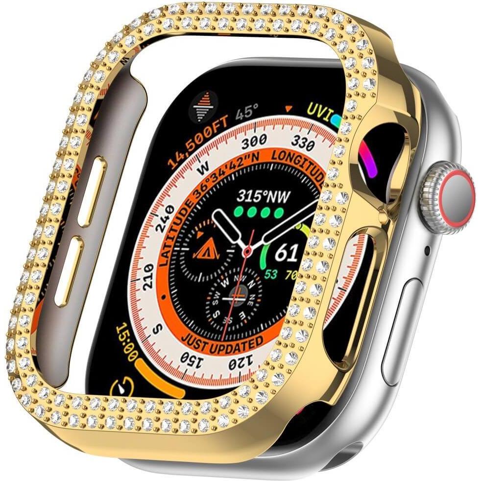 Thumbnail - Cover-Discount Apple Watch 10 - 46mm - Glitzer Strass Schutz Case, Smartwatch Zubehör, Gold