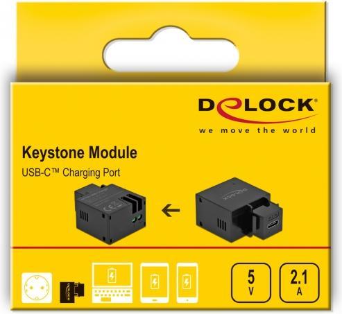 Produktbild Delock Keystone Modul mit USB Type-C™ Ladebuchse 2,1 A schwarz (10.50 W)