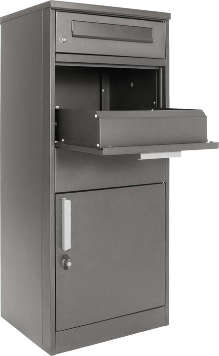 Produktbild Wiltec Paketkasten Standbriefkasten grau 50x37x11cm Paketbox Zuhause Stahl