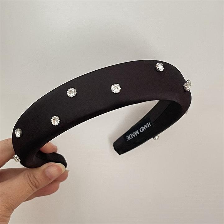 Activity Board Elegant Rhinestone-Embellished Polyester Headband - Cute Solid Color Hairband for Dress Up, Single