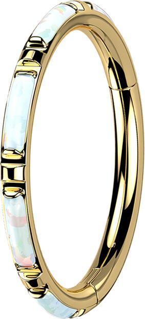 Produktbild Star Piercing Micro Segmentring klappbar vergoldet seitlich mehrere Opal streifen weiss (Titan, ohne Messing)