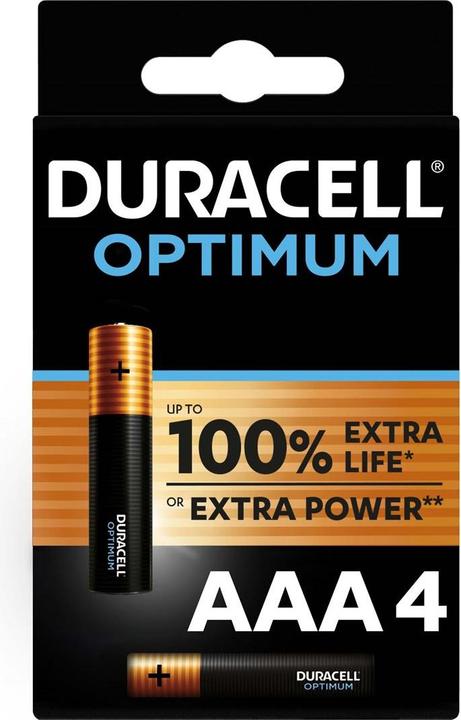 Image du produit Duracell Optimum Pack de 4 piles AAA (4 pcs, AAA / LR03 / Micro / R03 / AM4 / MN2400 / KR03)