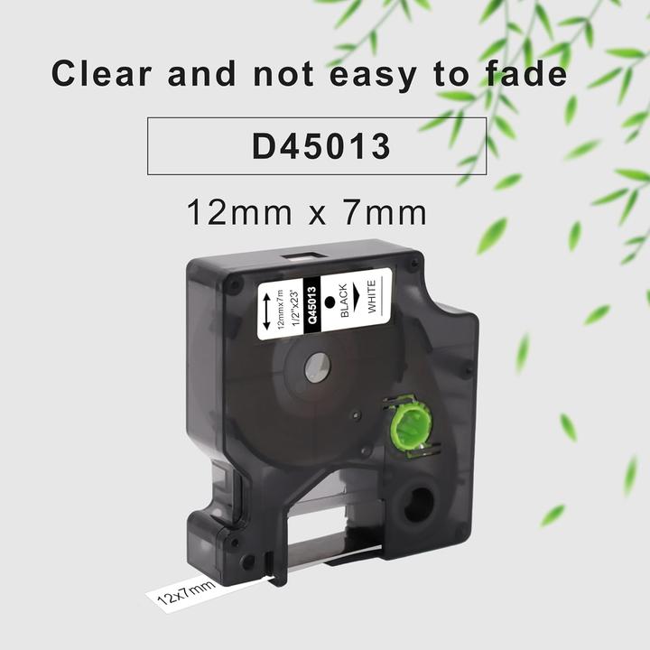 Actual product image Molabel Label Tape Kompatibel für D1 45013 (5er-Pack) (Black, White)