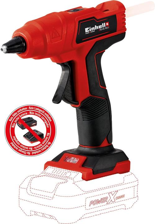 Einhell Akku-Heissklebepistole TE-CG 18 Li Solo + E-Box Koffer S-F
