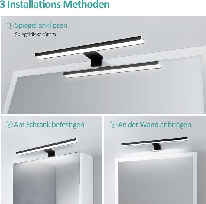 Actual product image Emke Mirror Light, Cool White (6000K), 40cm, Black