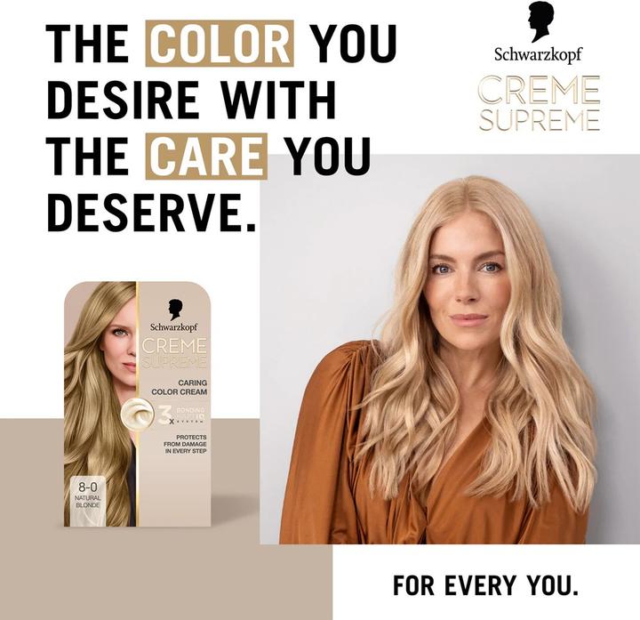 Produktbild Schwarzkopf Creme Supreme Hair Color Shade 80 Natural Blonde (Blond)