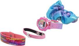 Actual product image Accutime Wristwatch Set Barbie with Accessories, Children's LCD Watch with Digital Display, Flashing LEDs (Digital watch)