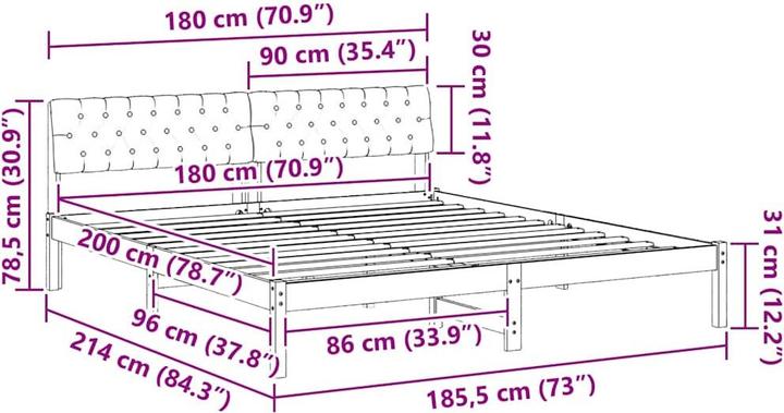Image du produit vidaXL Plattformbettgestell (180 x 200 cm)