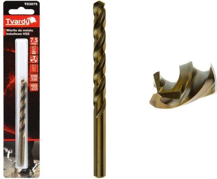 Actual product image Tvardy HSS M35 7.5 mm cobalt metal drill bit (7.5 mm)