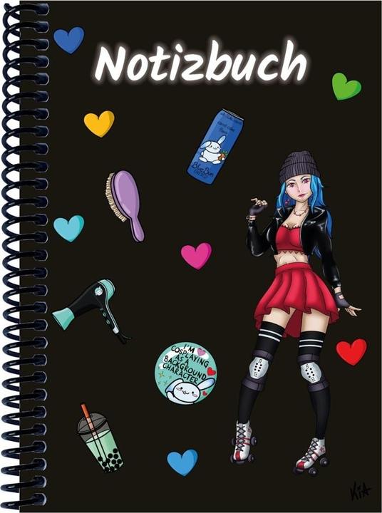 Actual product image A 5 notebook Manga Enora, black, lin (A5, Lined)