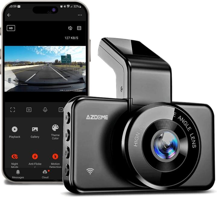 Produktbild AZDome Dashcam M17Pro (Beschleunigungssensor, Eingebautes Display, Eingebautes Mikrofon, Nachtsicht, WLAN, HD)