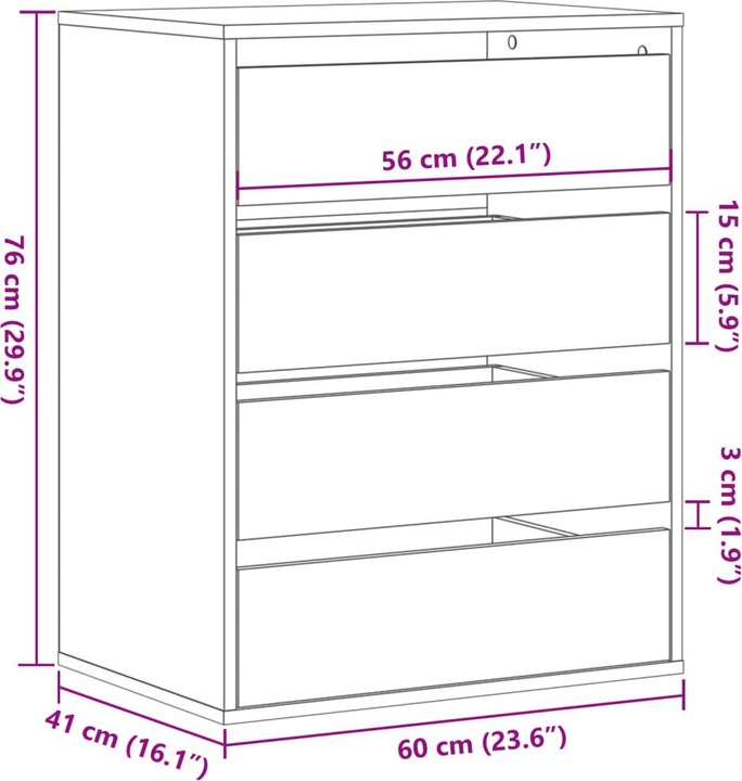 Produktbild VidaXL Kommode (60 x 41 x 76 cm)