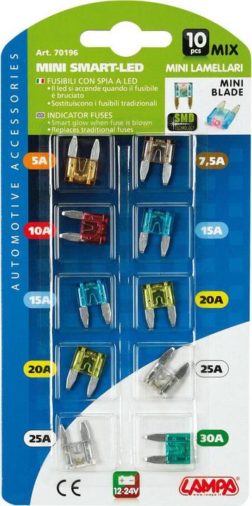 Actual product image Lampa Smart Led, Mix 10 micro blade fuses with LED indicator light, 12/32V