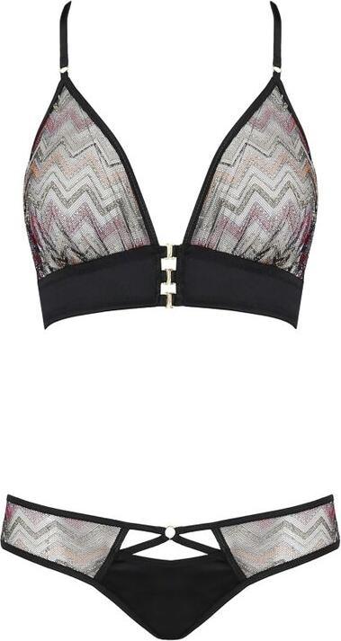 Actual product image Casmir Satin bralette and briefs with zig-zag pattern (S, M)