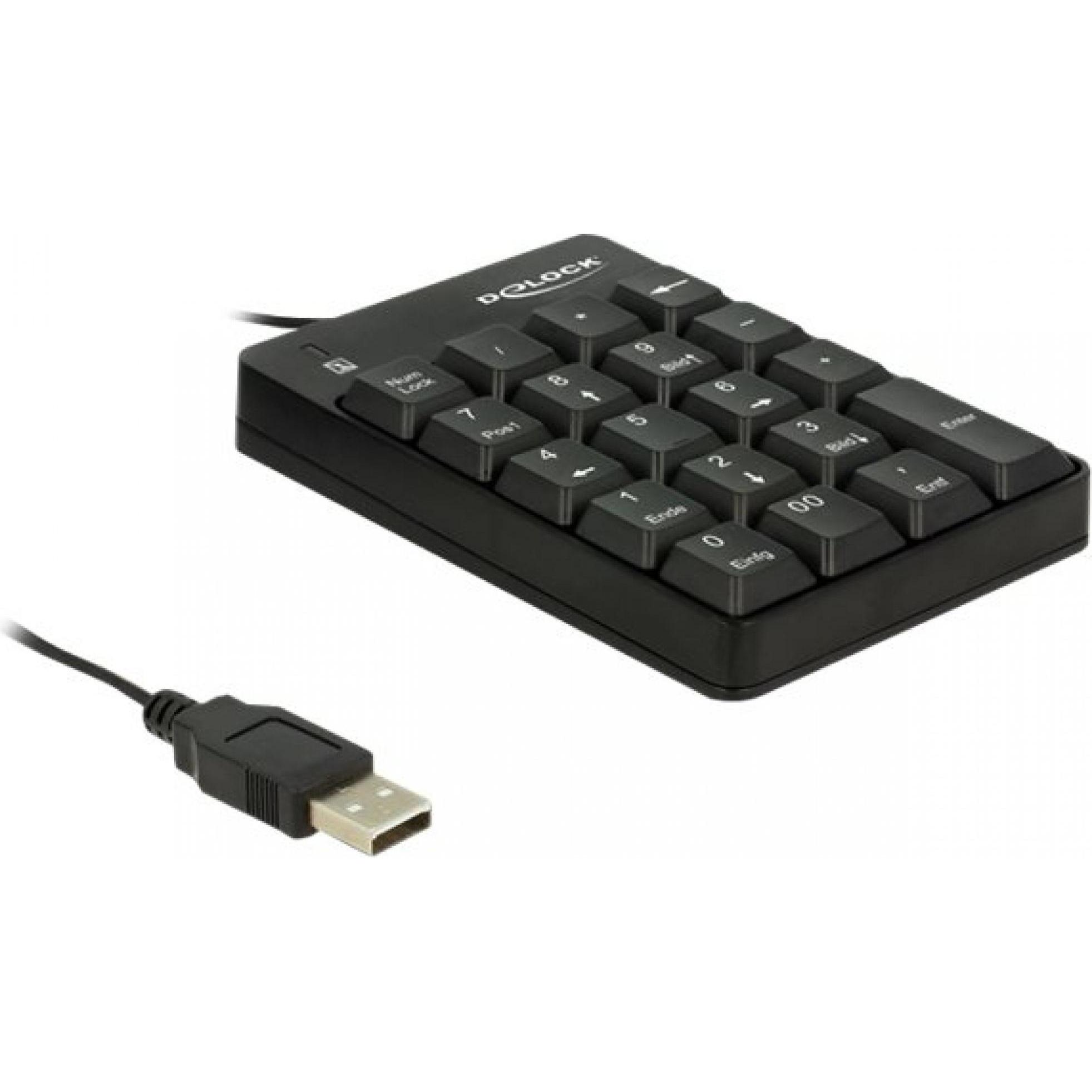 Delock 12481 (Nummernblock, Kabelgebunden), Tastatur, Schwarz