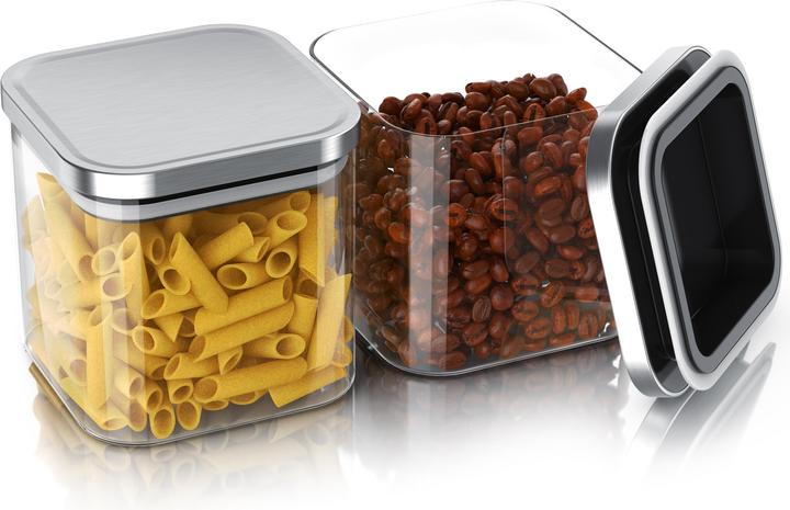 Produktbild Arendo Glasbehälter Set 2er 2×0,8 L Borosilikatglas, Edelstahldeckel mit Silikonring, mikrowellengeeignet (0.77 l)