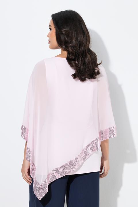 Produktbild Ulla Popken Bluse, Chiffon-Überwurf, U-Boot-Ausschnitt, 3/4-Arm (46, 48)