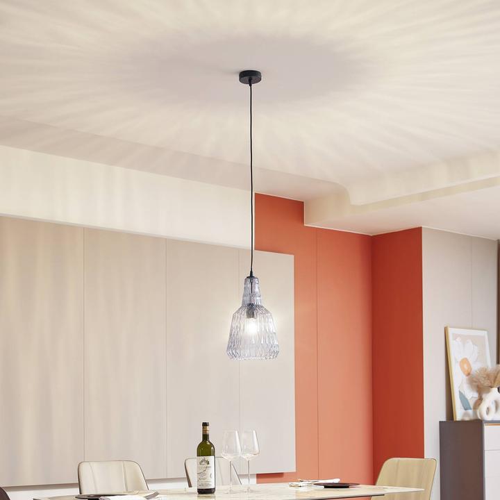 Actual product image Lindby Hängeleuchte Belarion, grau, 1-flg., Glas, Ø 23 cm (E27)