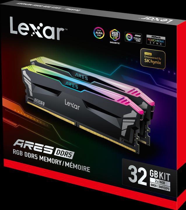 Image du produit Lexar Ares RGB (2 x 16GB, 6800 MHz, RAM DDR5, DIMM)
