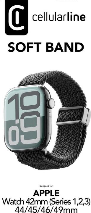 Immagine prodotto Cellularline Soft Band für Apple Watch (Serie 1/ 2/ 3) 44/ 45/ 46/ 49mm (Nylon)