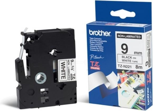 Brother TZ-N221 DirectLabel nero su bianco 9mm x 8m Nero Bianco (0.90 cm, Bianco, Nero)