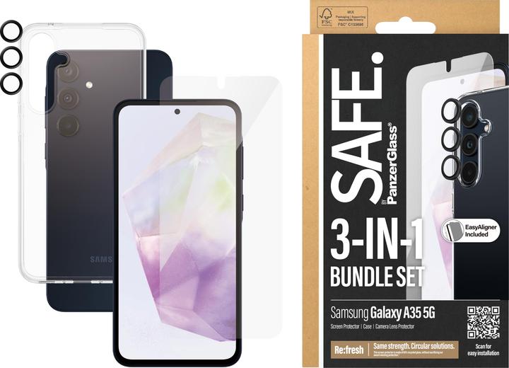 Actual product image Safe Edge to Edge Glass + Case (1 Piece, Samsung Galaxy A35)