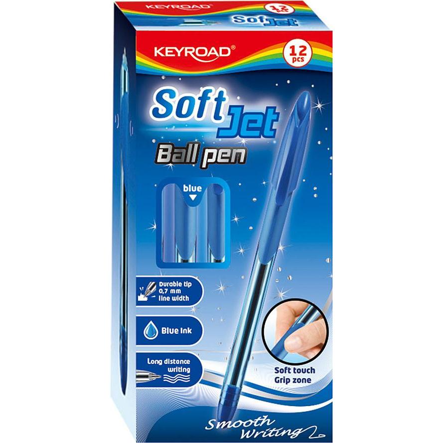 Keyroad, Schreibstifte, Klassischer Stift, Kugelschreiber Soft Jet, 0,7mm, blau (Blau)