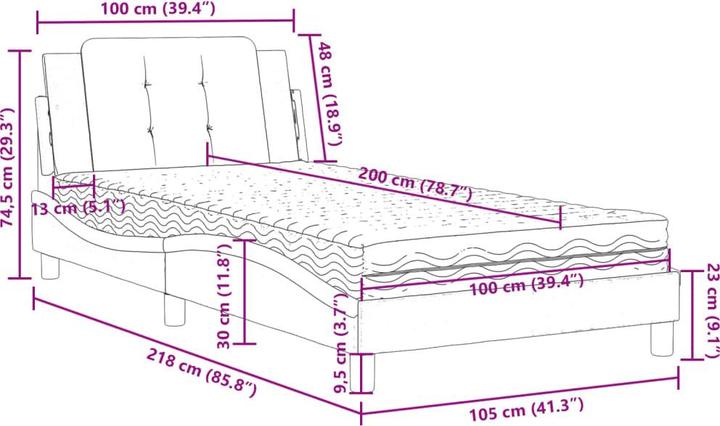 Produktbild vidaXL Bett (100 x 200 cm)