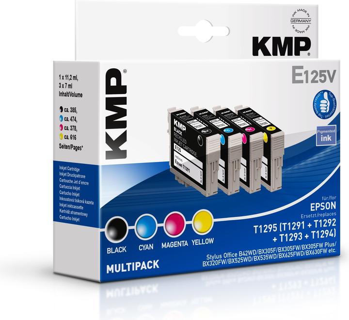 Produktbild KMP E125V Multipack BK/C/M/Y kompatibel mit Epson T 129 (M, C, Y, BK)