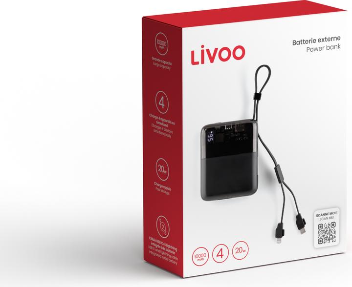 Actual product image Livoo Power bank (10000 mAh, 20 W, 37 Wh)