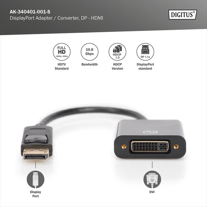 Image du produit Digitus DisplayPort vers (DVI, 15 cm)