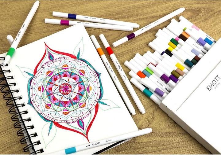 Image du produit Uni-ball Emott Fineliner Set 5 Stk Natural (Beige, Bleu saxon, Jaune soleil, Orange clair, Vert clair, 5x)