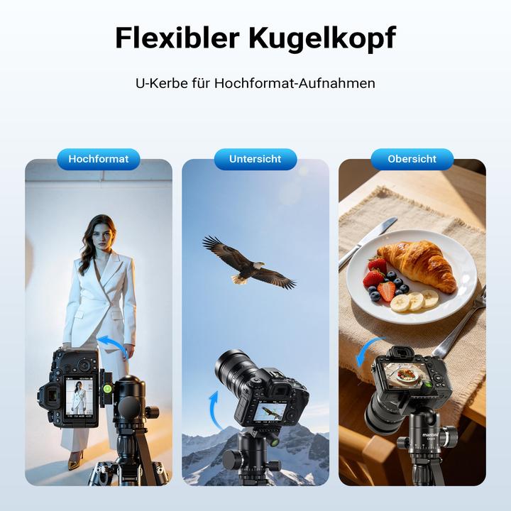 Produktbild mantona Wolverine L 284 + Onyx 8 Kugelkopf Set Stativkopf Fotostativ Aluminium (Kunststoff, Metall)