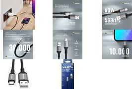 Actual product image Varta Speed Charge & Sync Cable USB A to USB Type C (2 m, USB 3.0, 60 W)