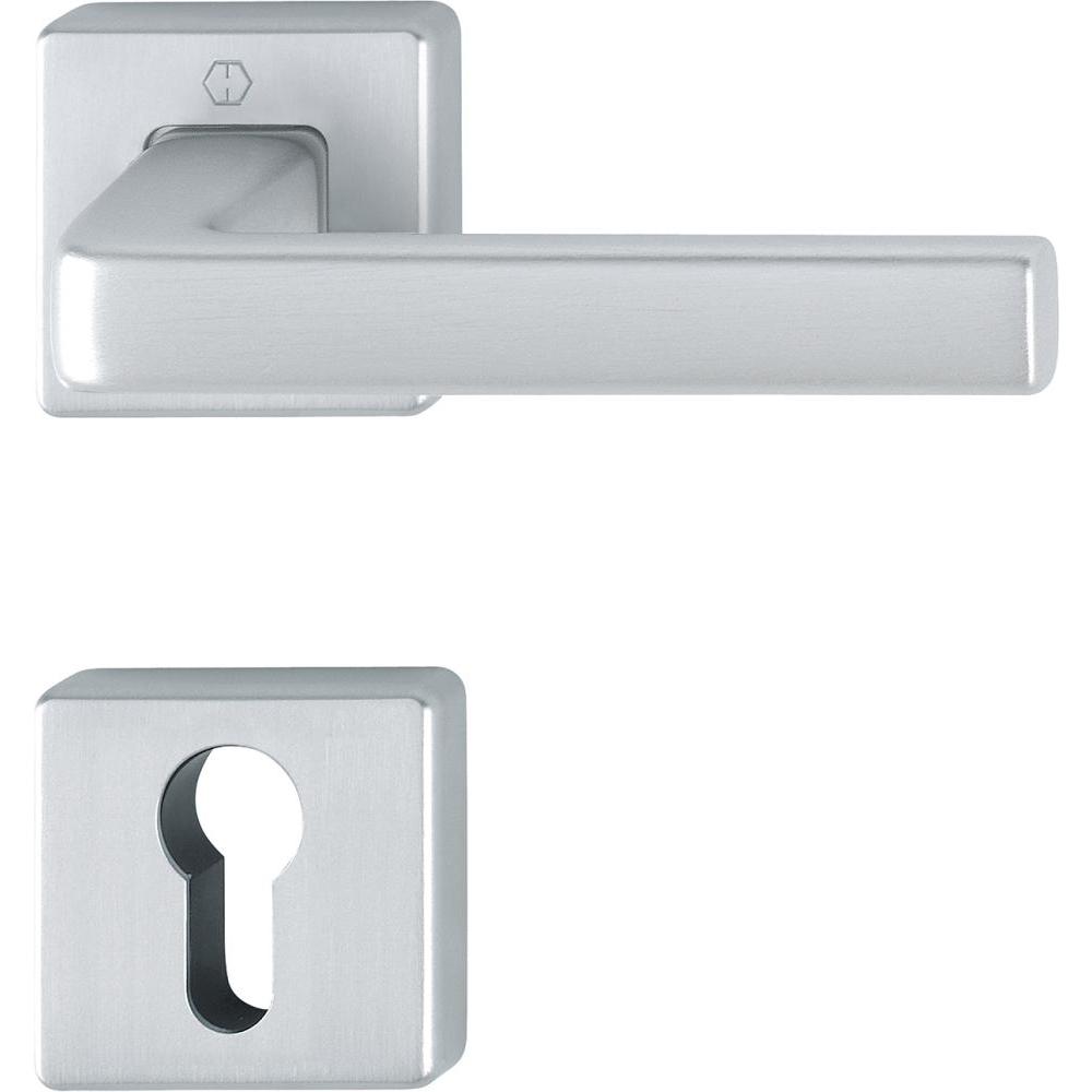 Hoppe, Türgriff + Fenstergriff, Rosettengarnitur Dublin 1124 / 843KV/843KVS Aluminium F94-1 eckig PZ DIN links / rechts ...