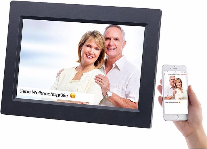 Actual product image Somikon Wi-Fi picture frame with touchscreen & worldwide image uploading (10.10", 1280 x 800 pixels)