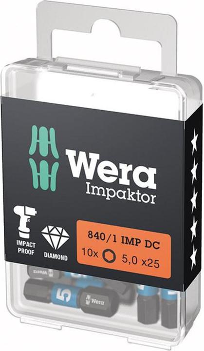 Produktbild Wera Bit 840/1 IMP DC 5 mm Länge 25 mm 1/4 ″ C6,3 Impaktor, DC