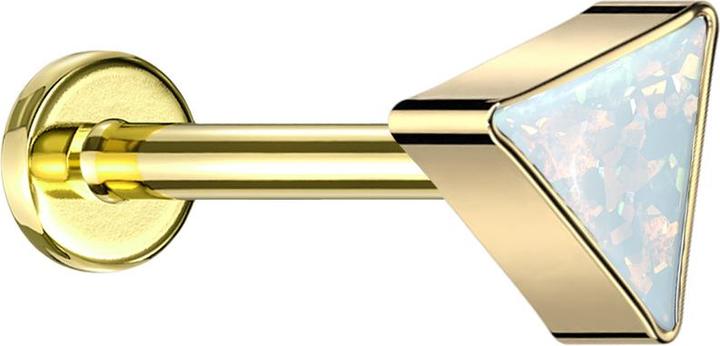 Actual product image Star Piercing Micro Labret internal thread gold-plated triangle gold-plated opal white (Titanium, without brass)