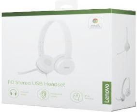 Produktbild Lenovo 110 Analoge Stereo-Kopfhörer (Geräuschisolierung, drehbares Mikrofon, Leder und Schaumstoff-O (Kabelgebunden, USB-A)