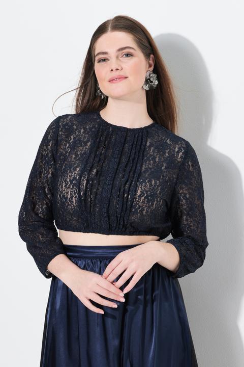 Produktbild Ulla Popken Dirndlbluse, elastische Spitze, Rundhals, 3/4-Arm (58)