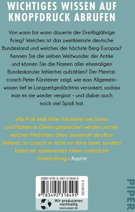 Produktbild Allgemeinwissen für immer merken (Deutsch, Peter Kürsteiner, 2023)