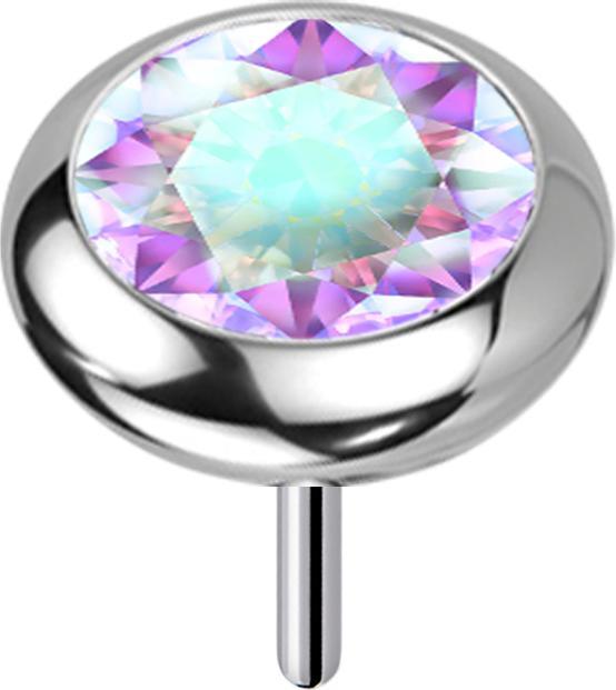 Produktbild Star Piercing Threadless silber Scheibe abgerundet Kristall multicolor (ohne Messing, Titan G23)