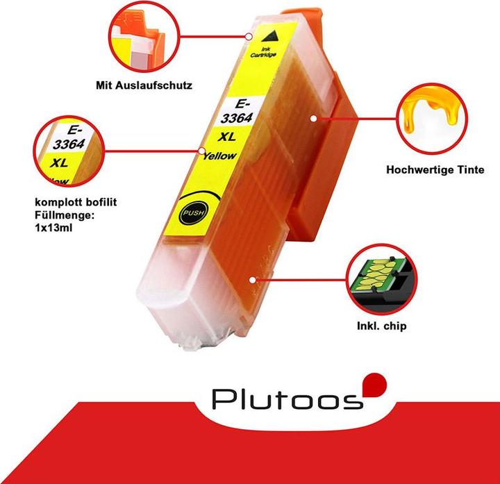 Actual product image Plutoos Epson T3351 - T3364 33XL cartridges XXL compatible, 5 colour set (M, C, Y, PBK, FC)