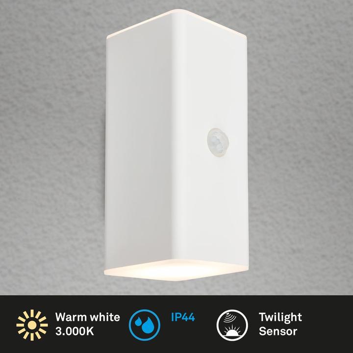 Produktbild Briloner Akku LED Aussenwandleuchte,Sensor,weiss,2xLED/6W (700 lm, IP44)
