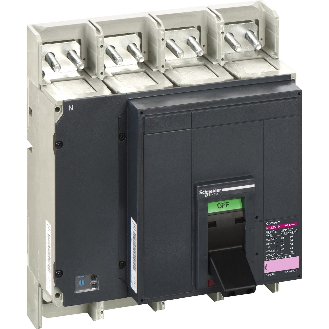 Schneider Electric, Schutzschalter, Compact NS1250H, 4 P, 1250A, max. Ausschaltverm. 70kA 33255